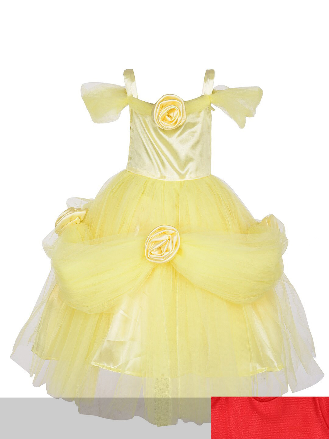 Samsara Couture Red & Yellow Pack Of 2 Embellished Net A-Line Dress