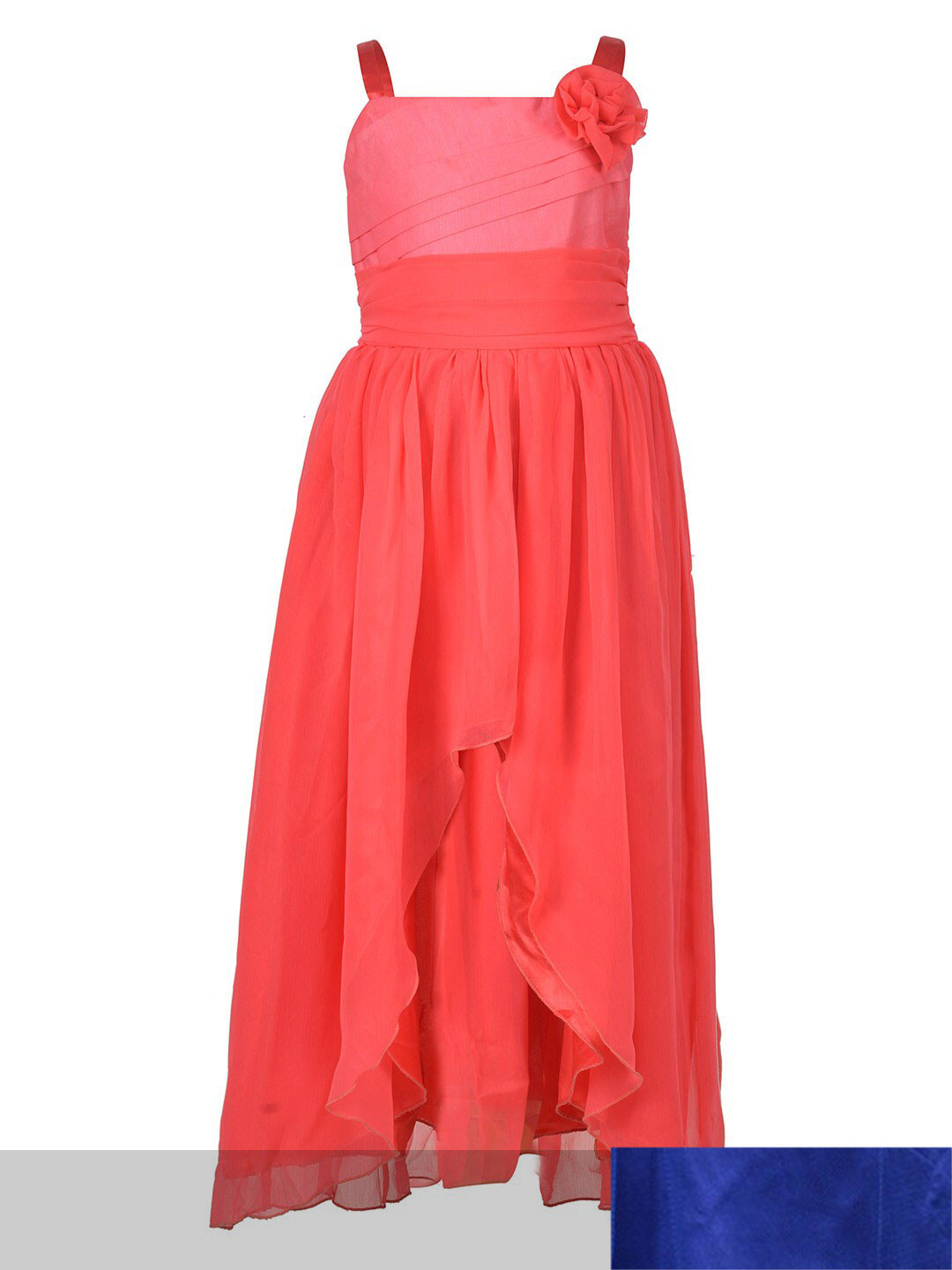 Samsara Couture Coral & Blue Pack Of 2 Net Maxi Dress