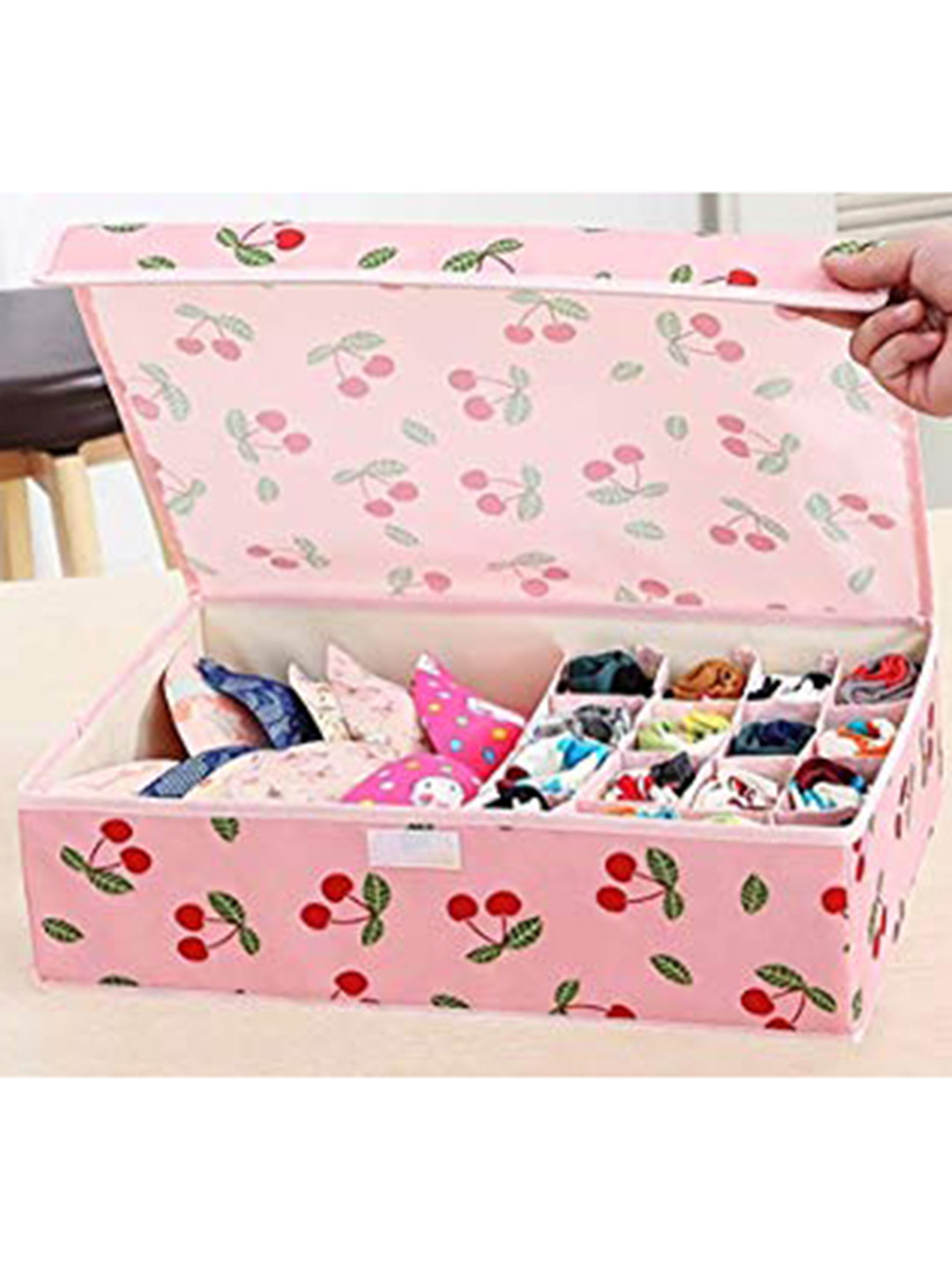 HOUSE OF QUIRK Pink & Red Printed Compartment Organizer
