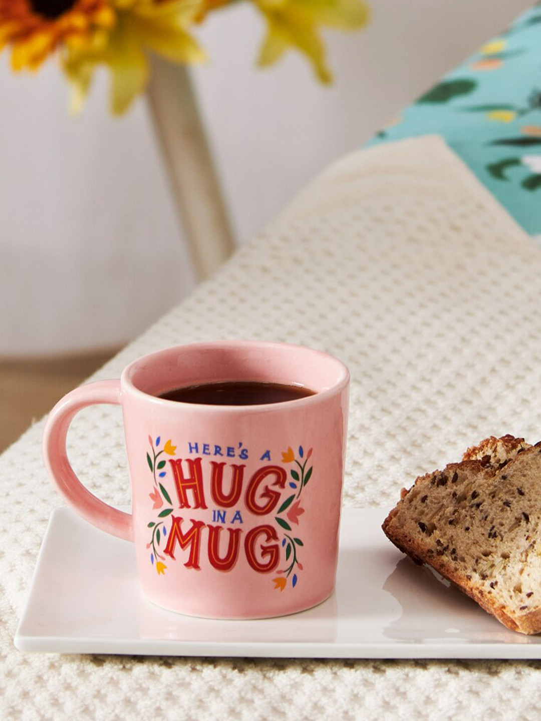 Chumbak Be My Valentines Always And Forever Peach Typography Ceramic Microwave Safe Mug-300ml
