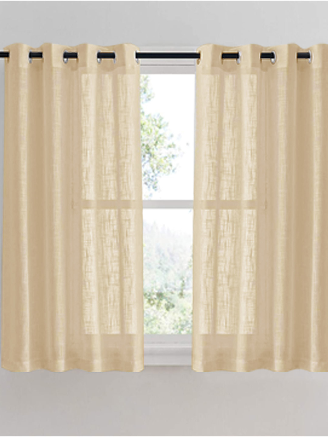 HOMEMONDE Beige Cotton Window Sheer Curtain