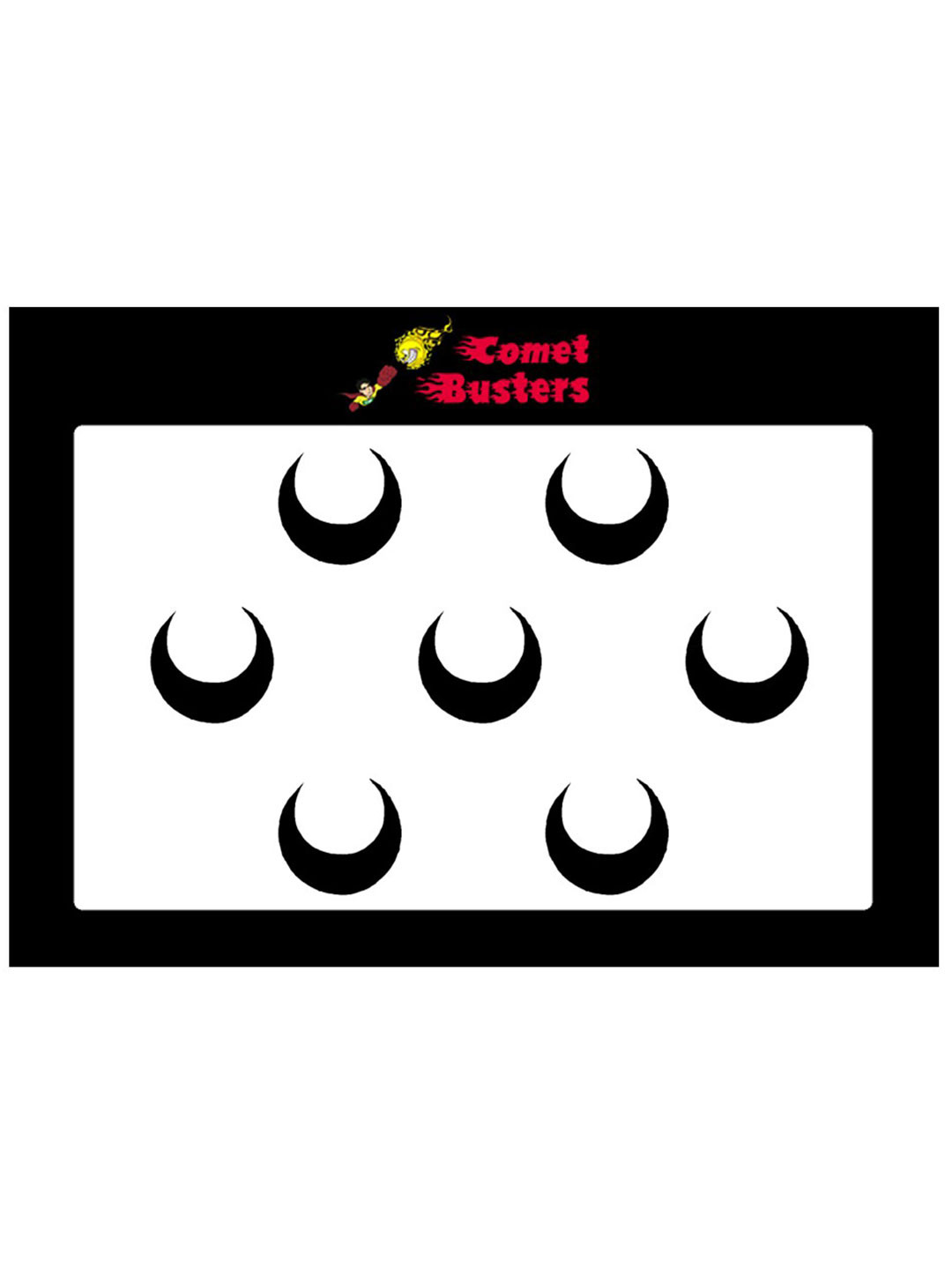 Comet Busters 7 Pcs Reusable Crescent-Shaped Designer Bindis - Black
