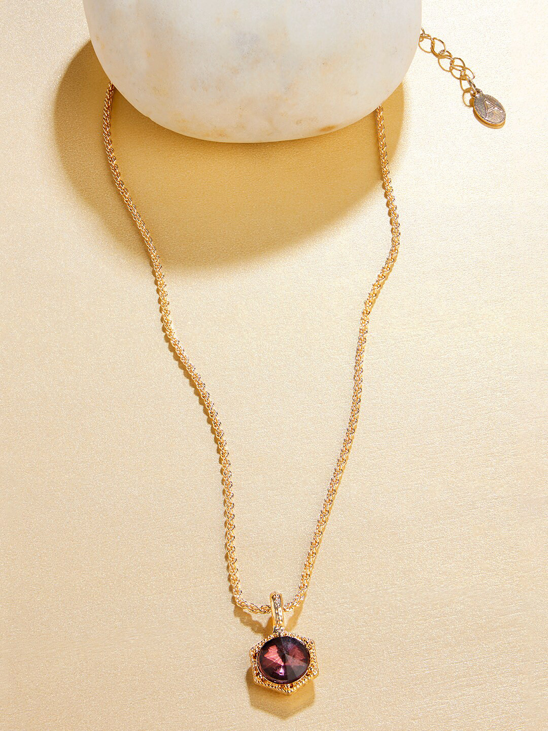 Accessorize Gold-Toned Amber Stone Necklace