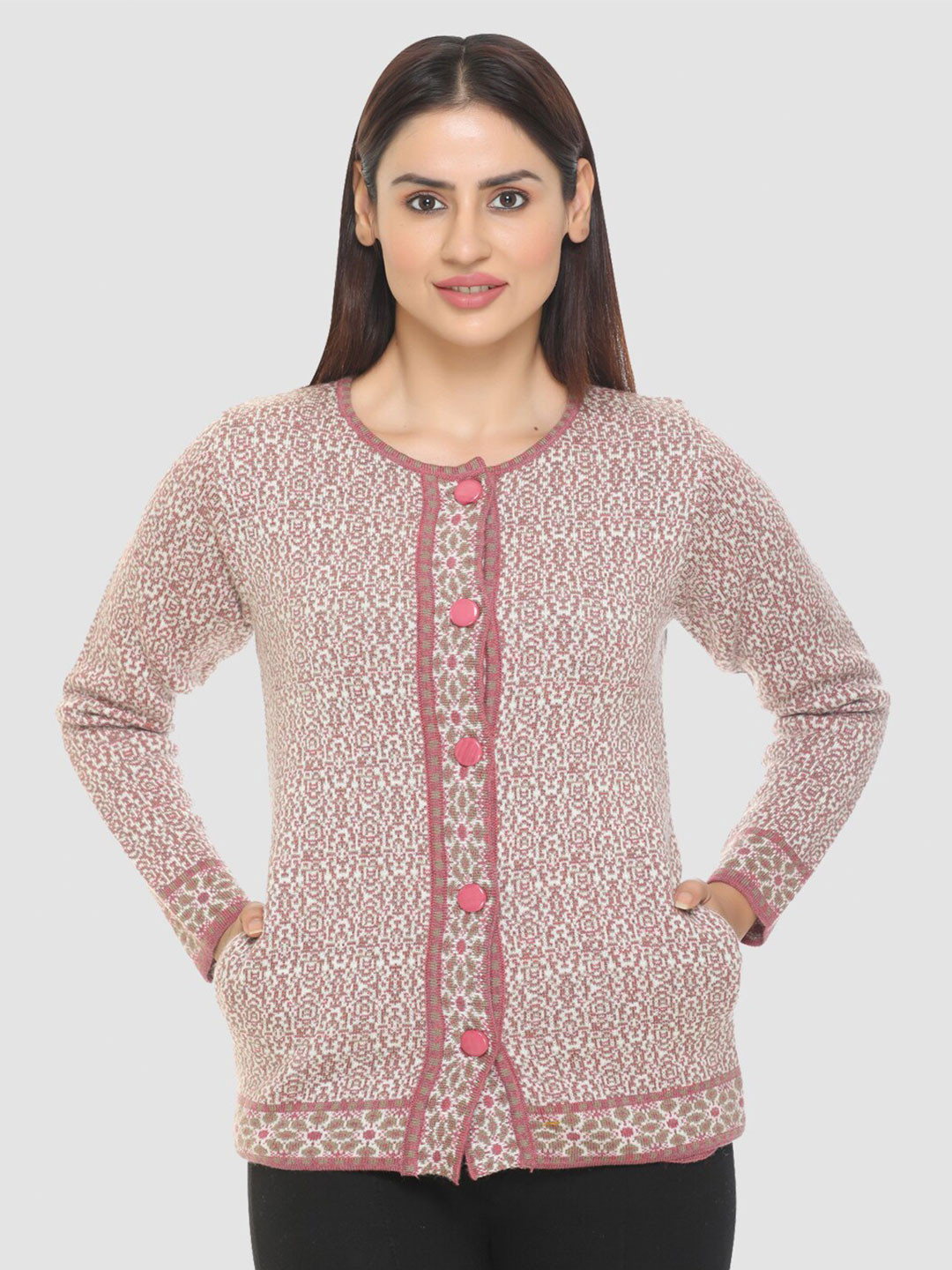 aarbee Women Purple & White Cardigan