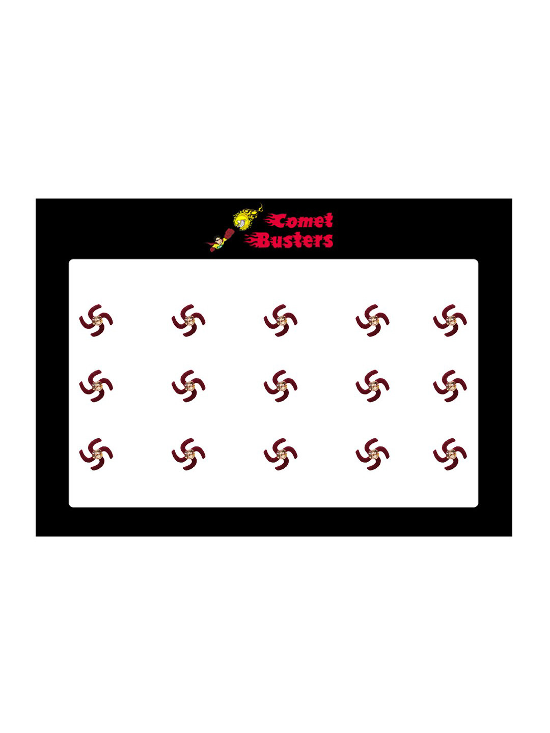 Comet Busters 15 Pcs Embellished Reusable Swastika-Shaped Designer Bindis - Maroon