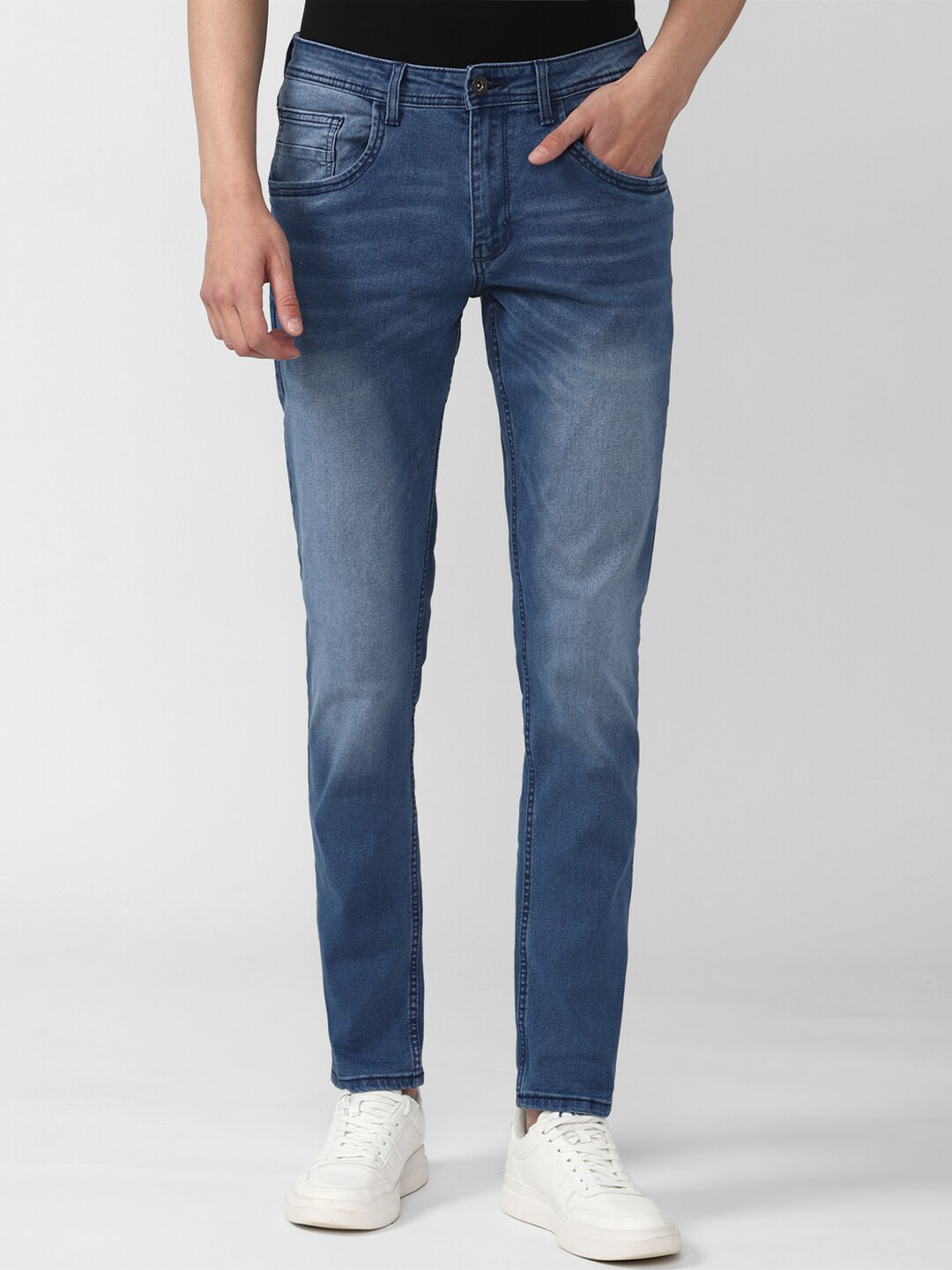 VAN HEUSEN DENIM LABS Men Skinny Fit Heavy Fade Acid Wash Jeans