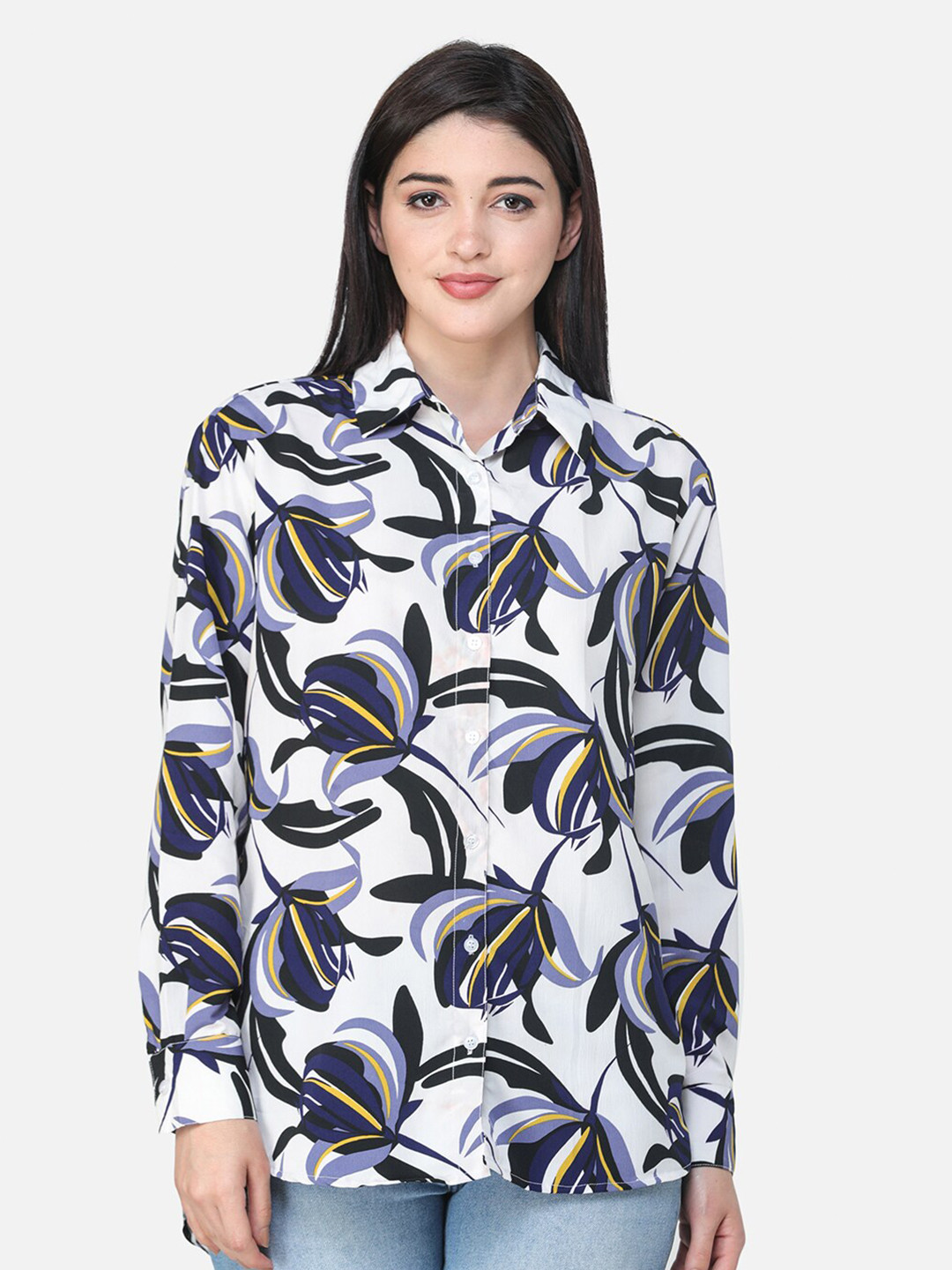 Cation Women Comfort Boxy Floral Printed Casual Shirt