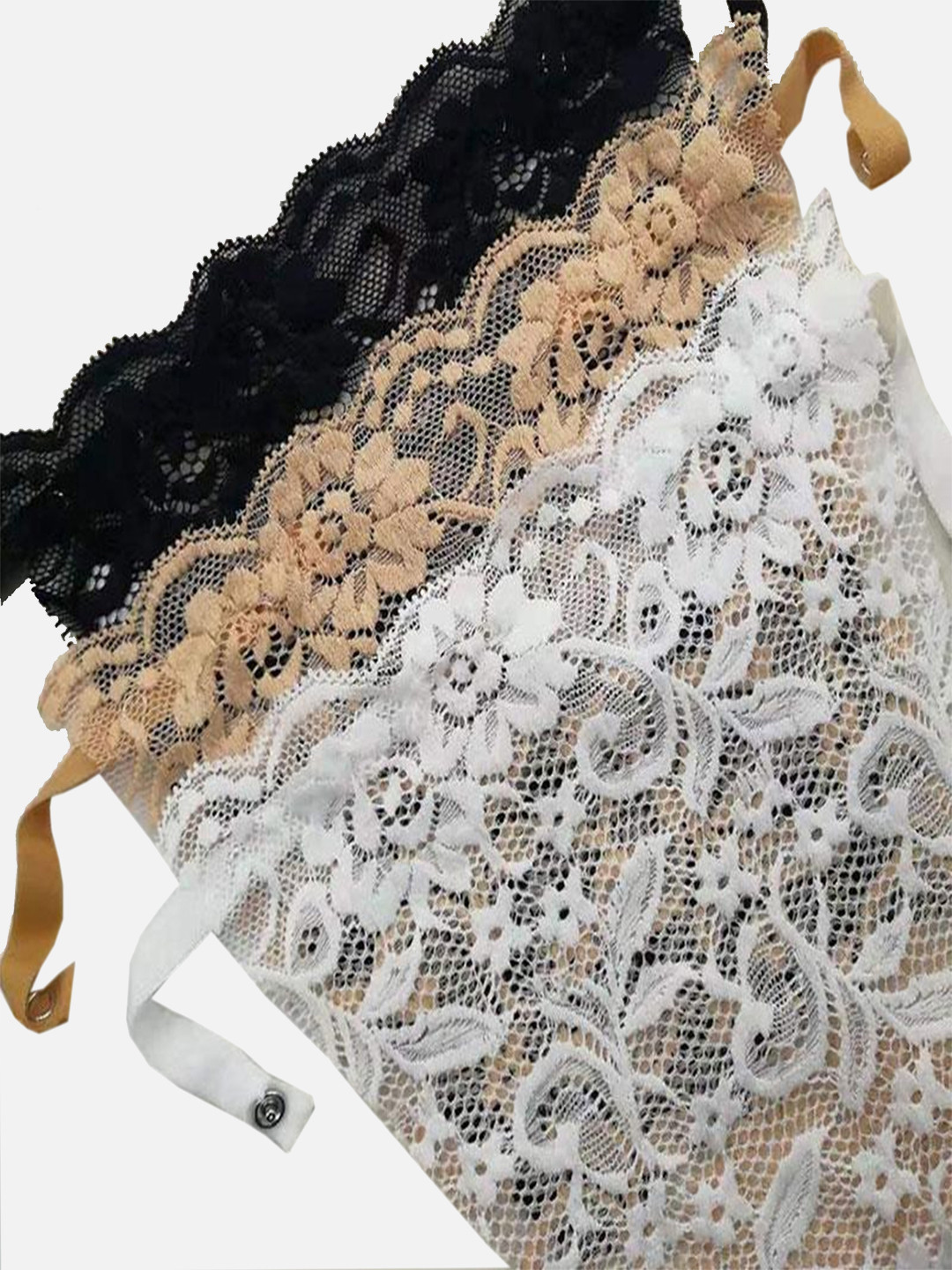 StyFun Women Pack of 3 Cotton Floral Lace Bra Cleavage Cover Up Clip-on Camisole