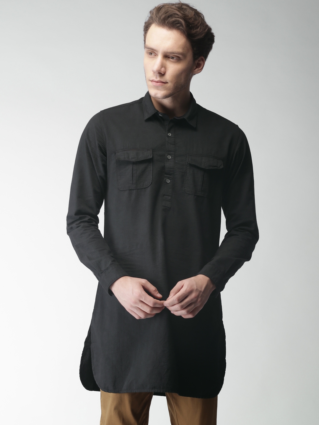 longline button up shirt mens