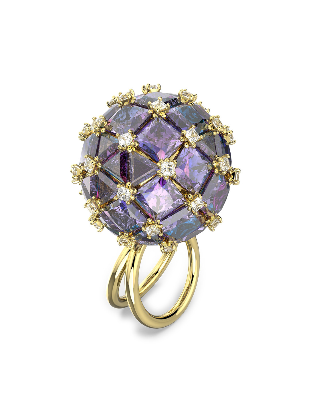 SWAROVSKI Gold-Plated Blue Crystal Studded Finger Ring