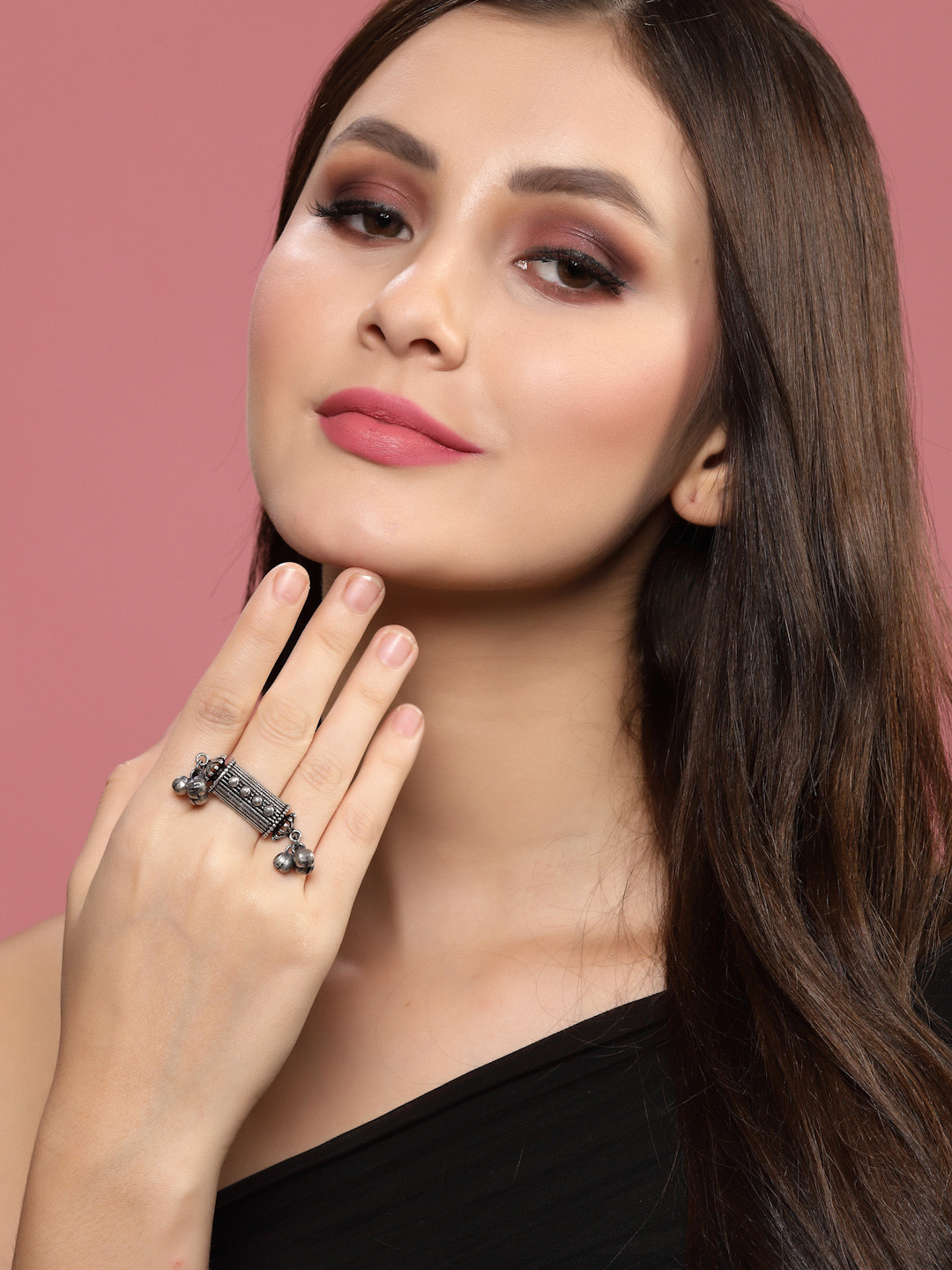 PANASH OxidisedAdjustable Finger Ring