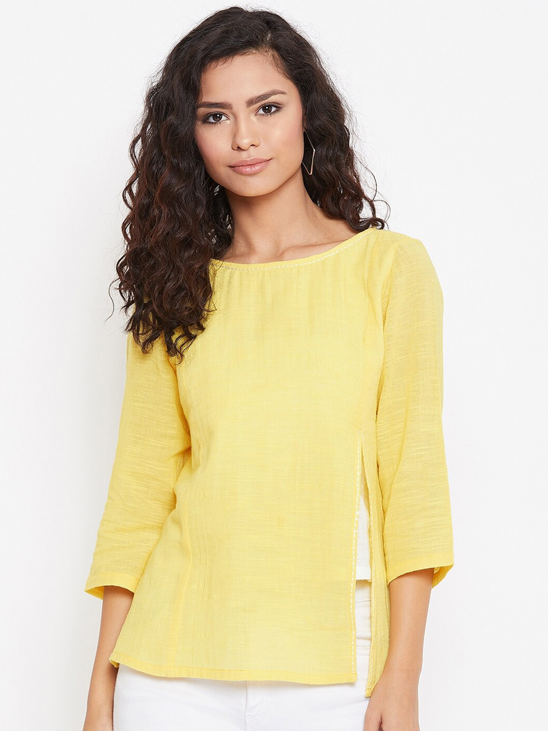 Zastraa Boat Neck Embroidered Pure Cotton Top