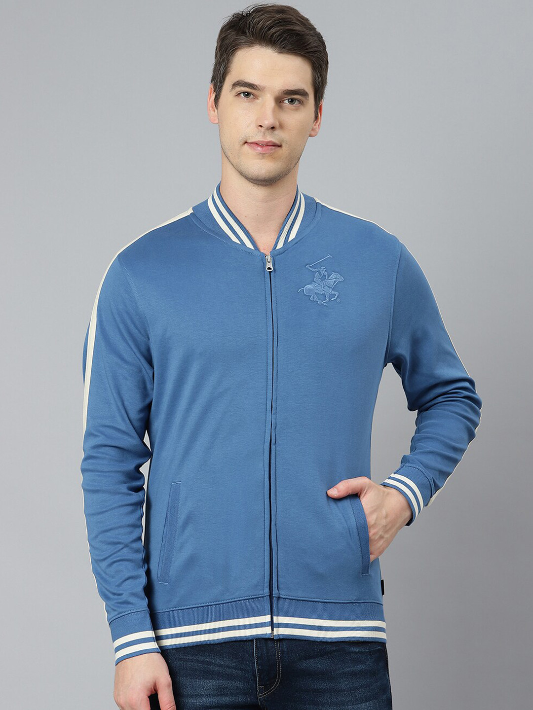 Beverly Hills Polo Club Men Navy Blue Sporty Jacket