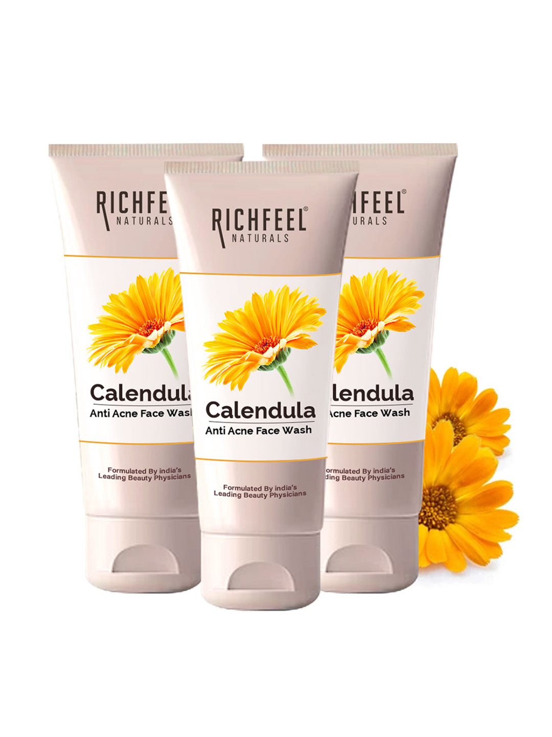 Richfeel Set of 3 Calendula Anti-Acne Face Wash - 100 g Each