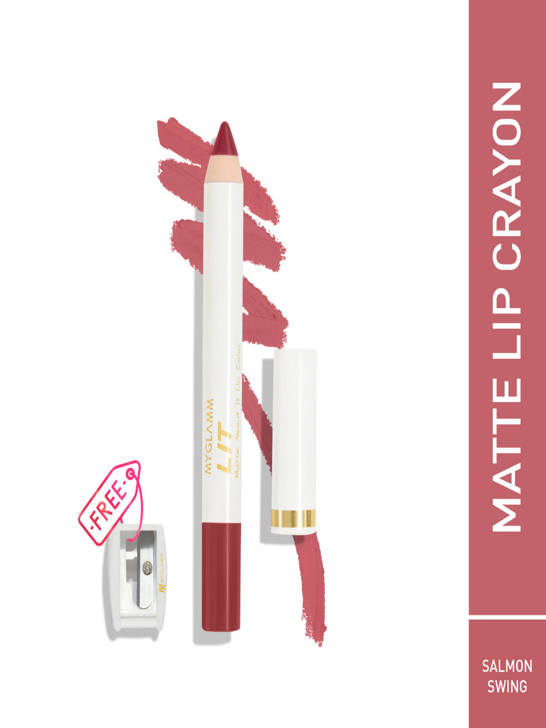 MyGlamm LIT Matte About It Lip Color with Sharpener 2.8g - Salmon Swing
