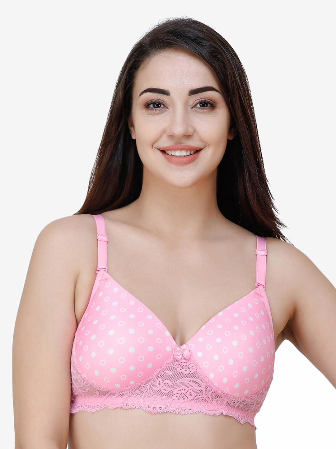 College Girl Polka Dot Printed Heavily Padded Seamless T-shirt Bra CG-Lacepad-801