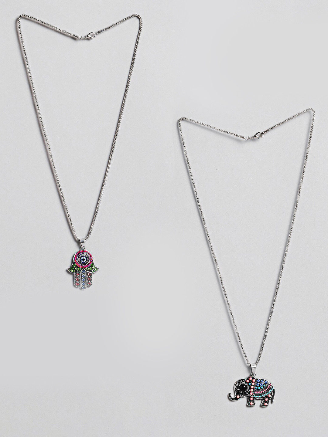 EL REGALO Pack Of 2 Silver-Plated Chain