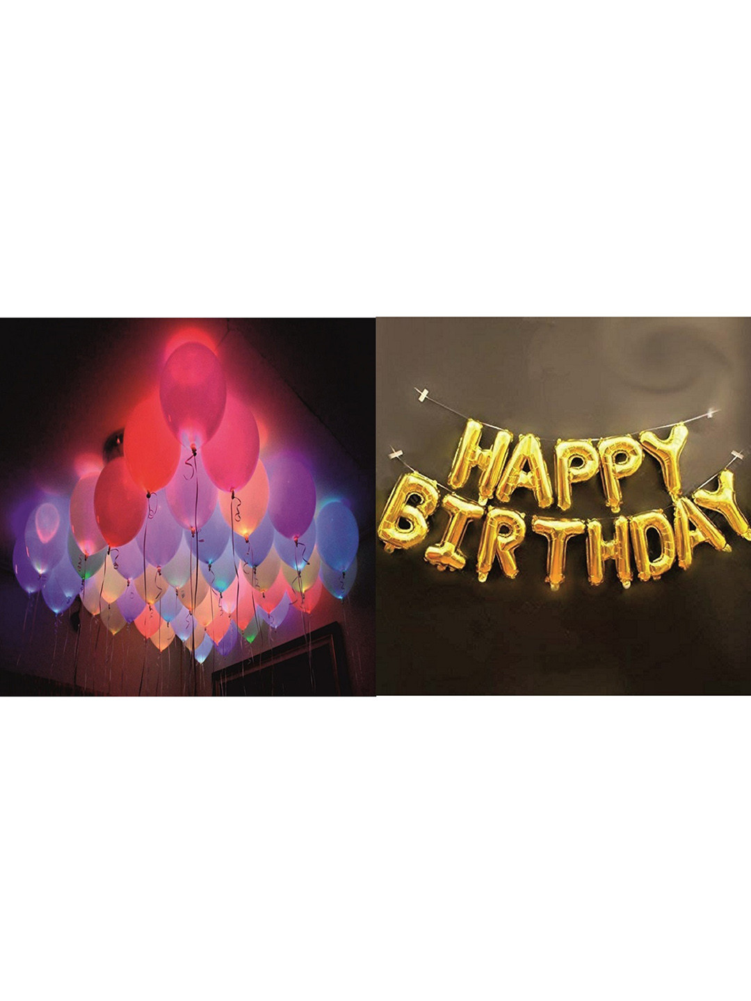 CHOCOZONE Gold toned 15Pcs Led Balloon & Birthday Foil Balloon Festive Decor