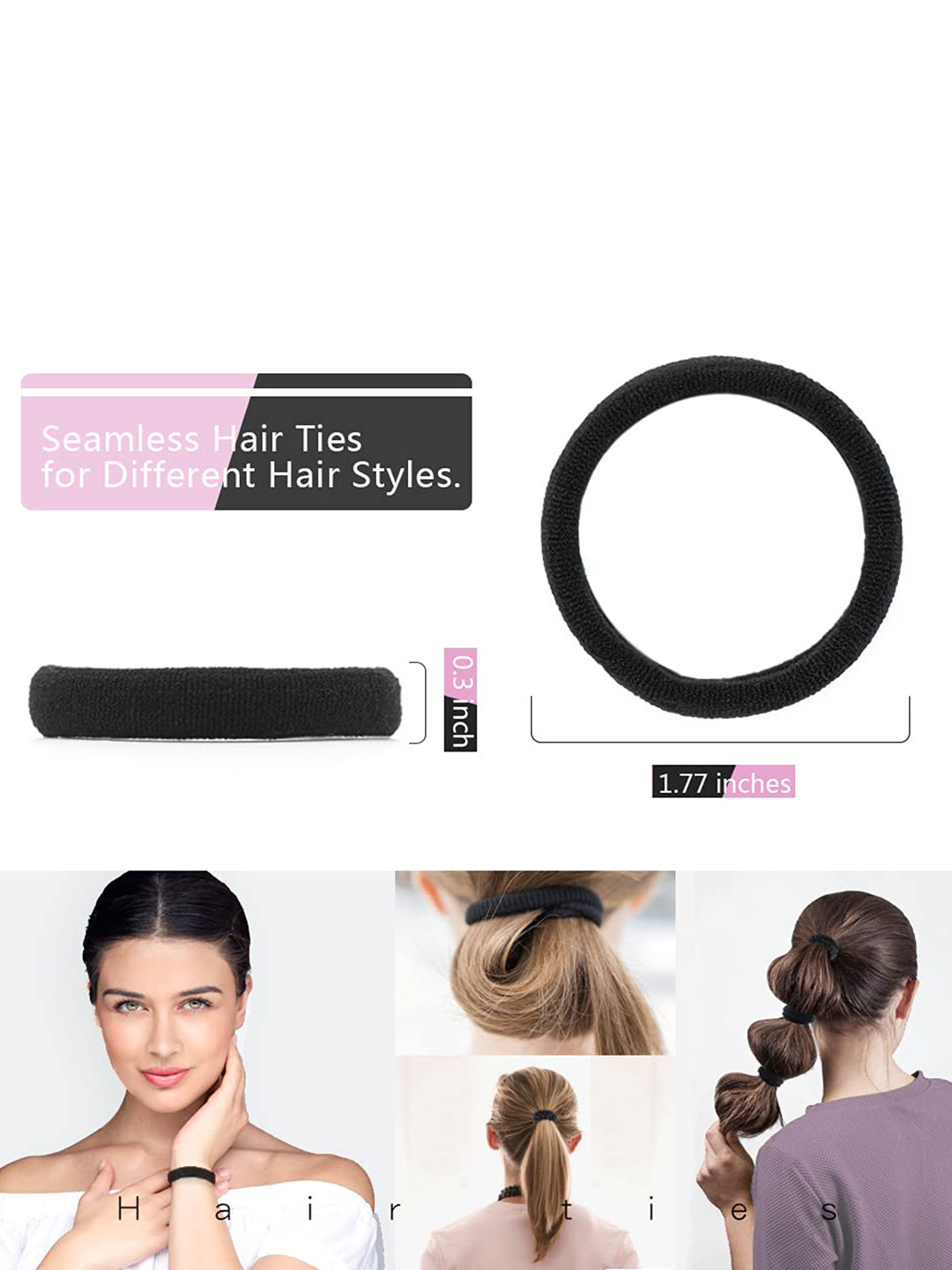 CHRONEX Pack Of 12 Black Rubber Hair Bands