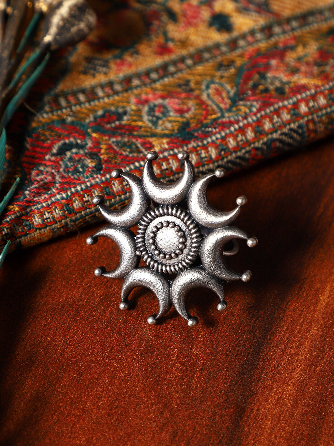 VENI Silver-Plated Textured Oxidized Adjustable Rings