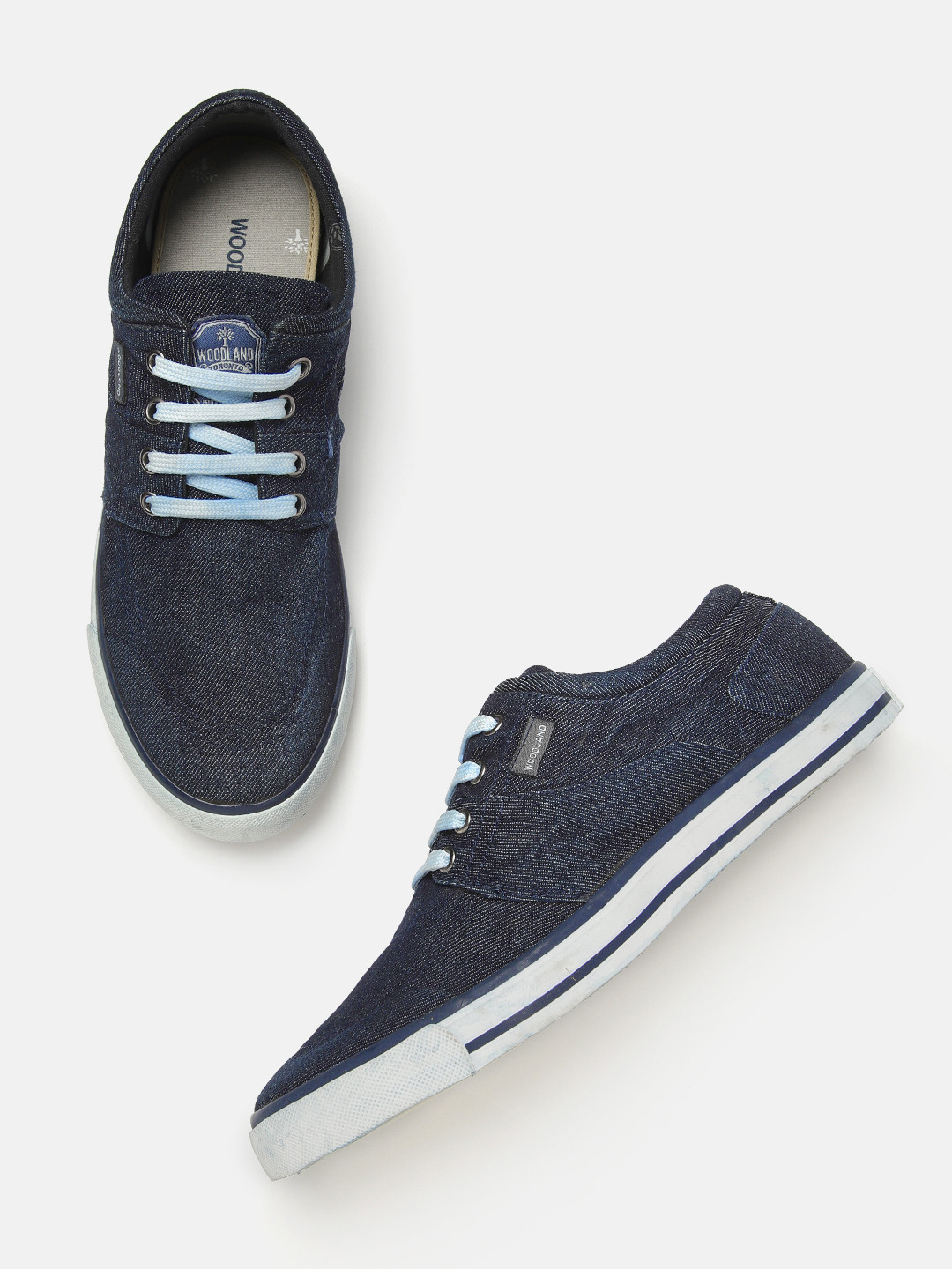 Woodland Men Navy Blue Solid Canvas Sneakers