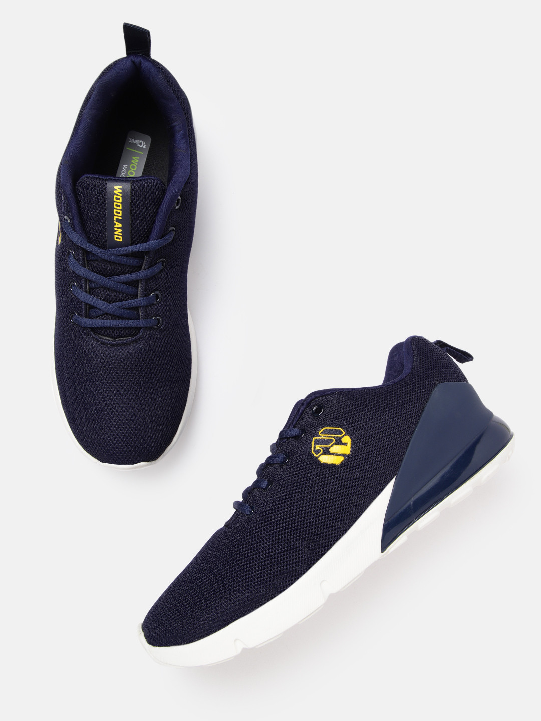 Woodland Men Navy Blue Woven Design Sneakers
