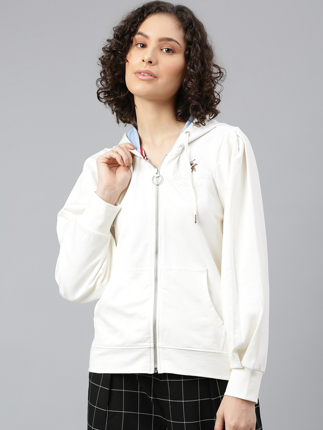 Beverly Hills Polo Club Women Off White Bomber Jacket