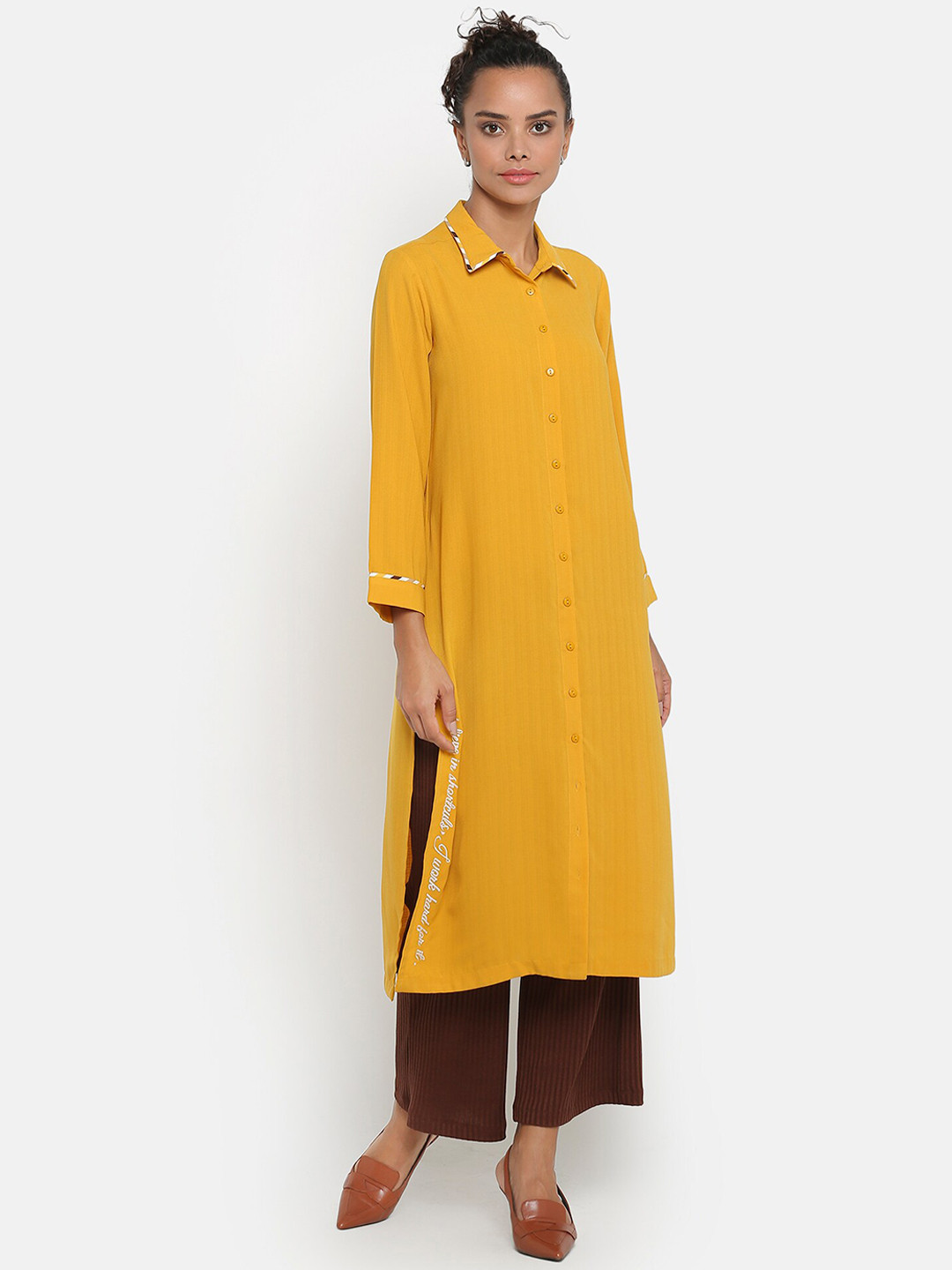 OFFICE & YOU Women Yellow Pathani Kurta