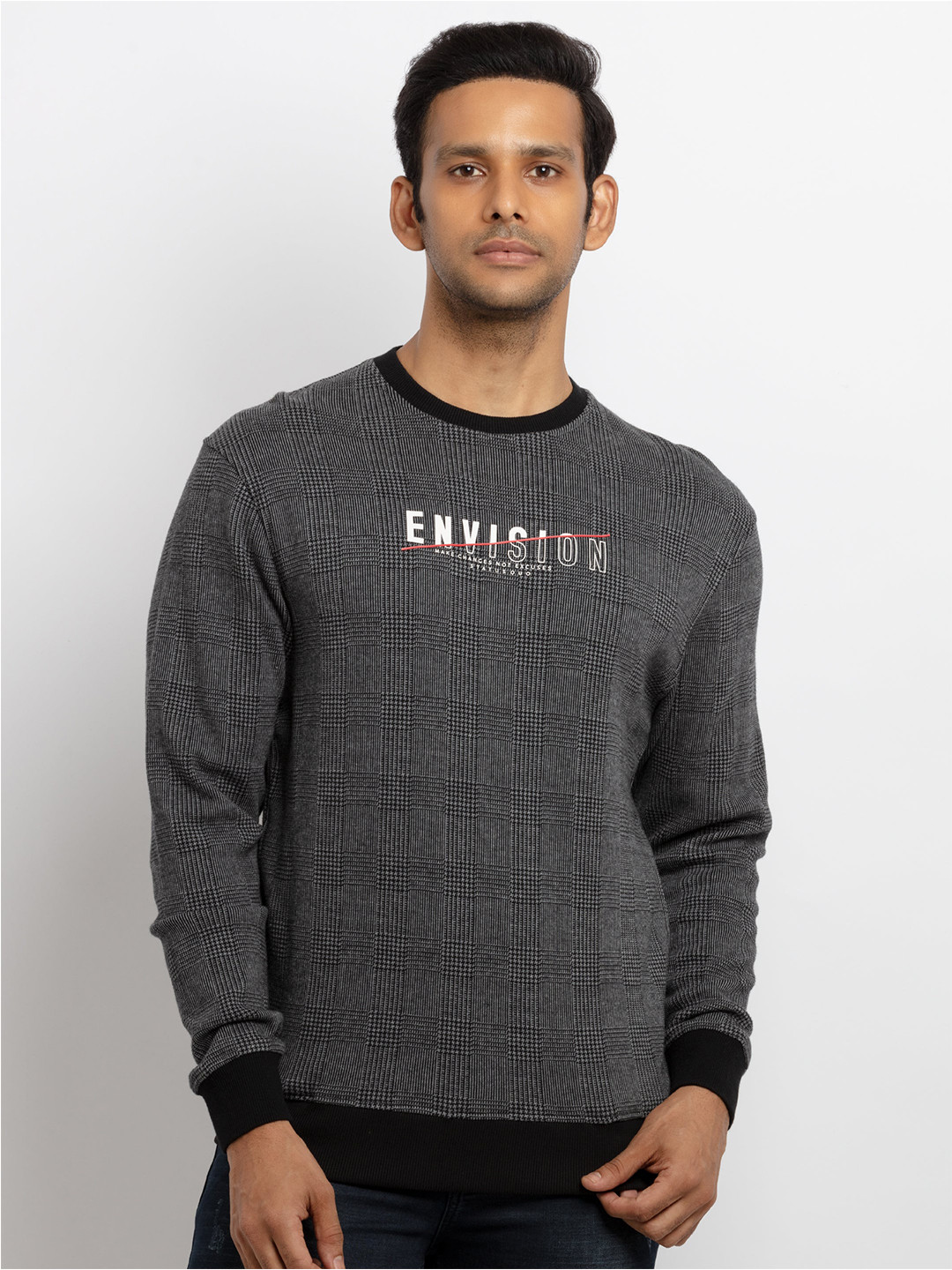 Status Quo Men Self Design Cotton Sweatshirt