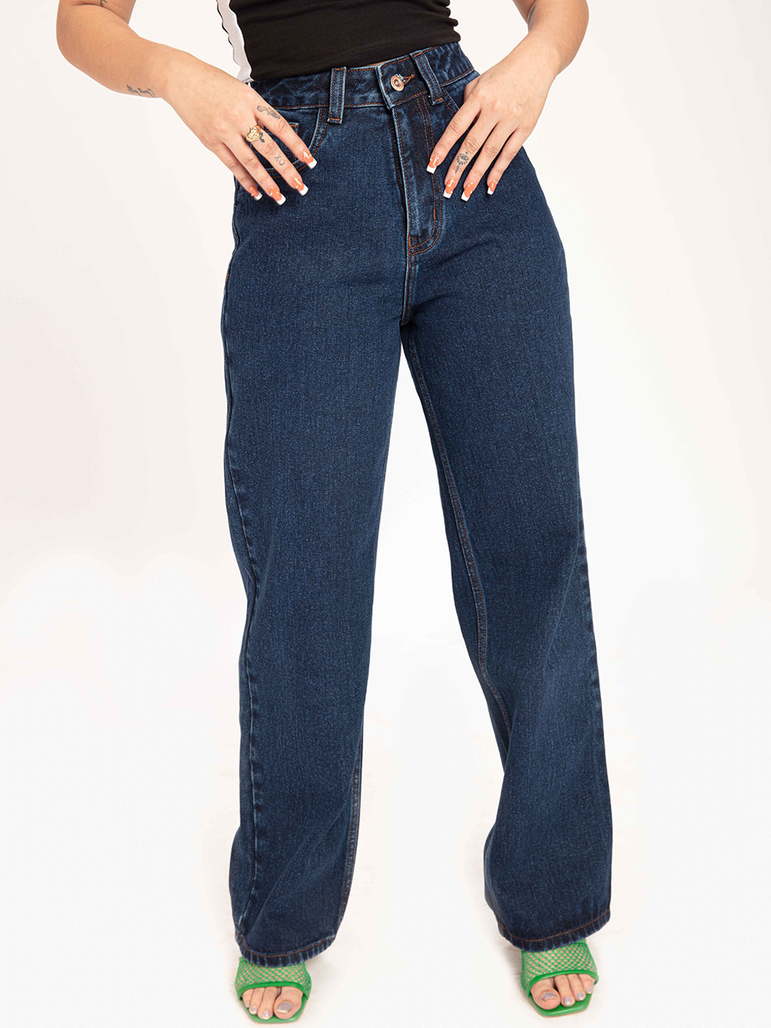 Off Duty India Women Blue Comfort Wide Leg High-Rise Jeans