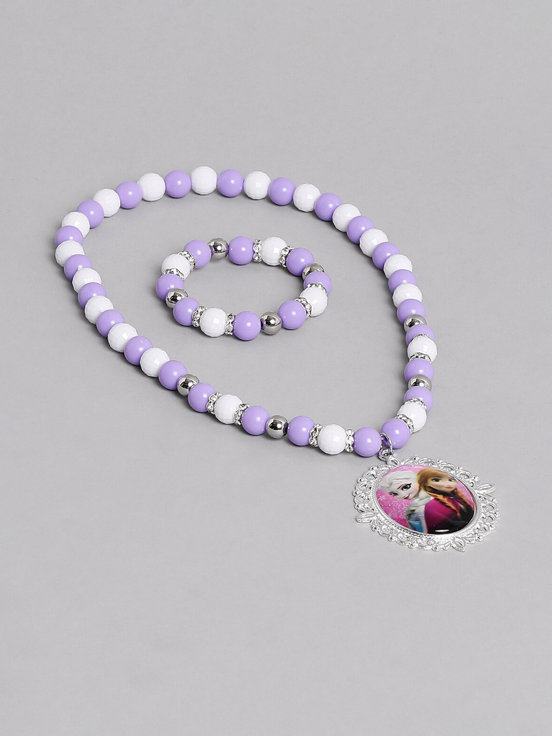 EL REGALO Girls Silver-Plated Beaded Frozen Princess Jewellery Set