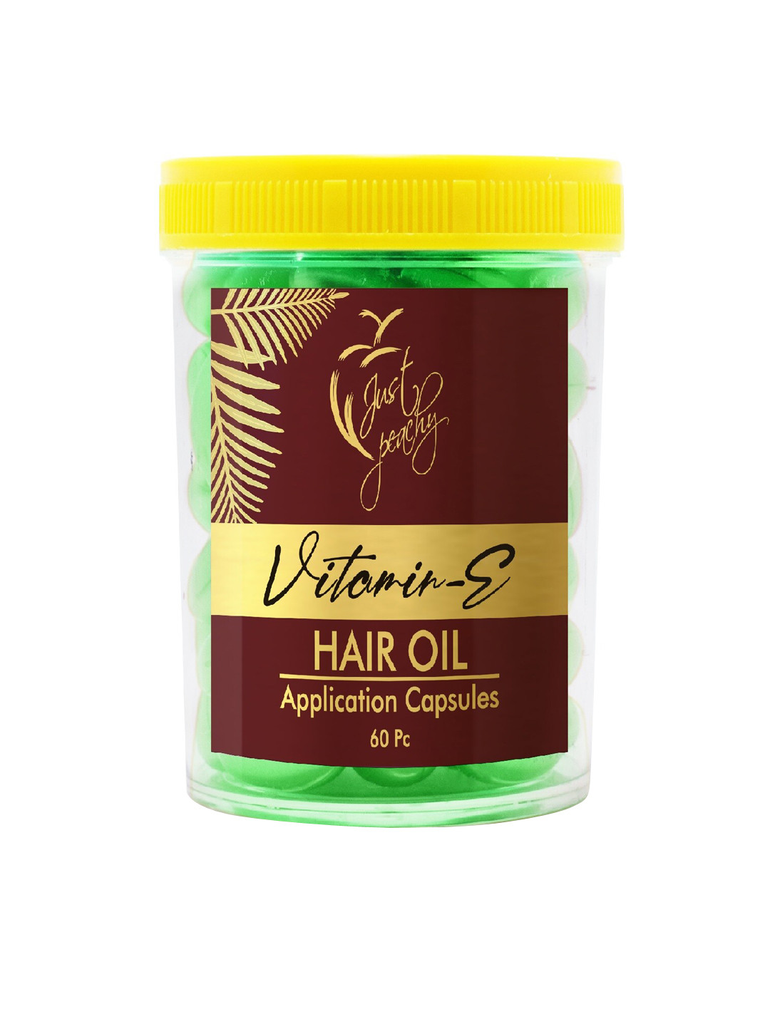 Just Peachy Vitamin E & Aloe Vera Hair Oil Capsules For Dry & Damaged Hair- 60 Capsules