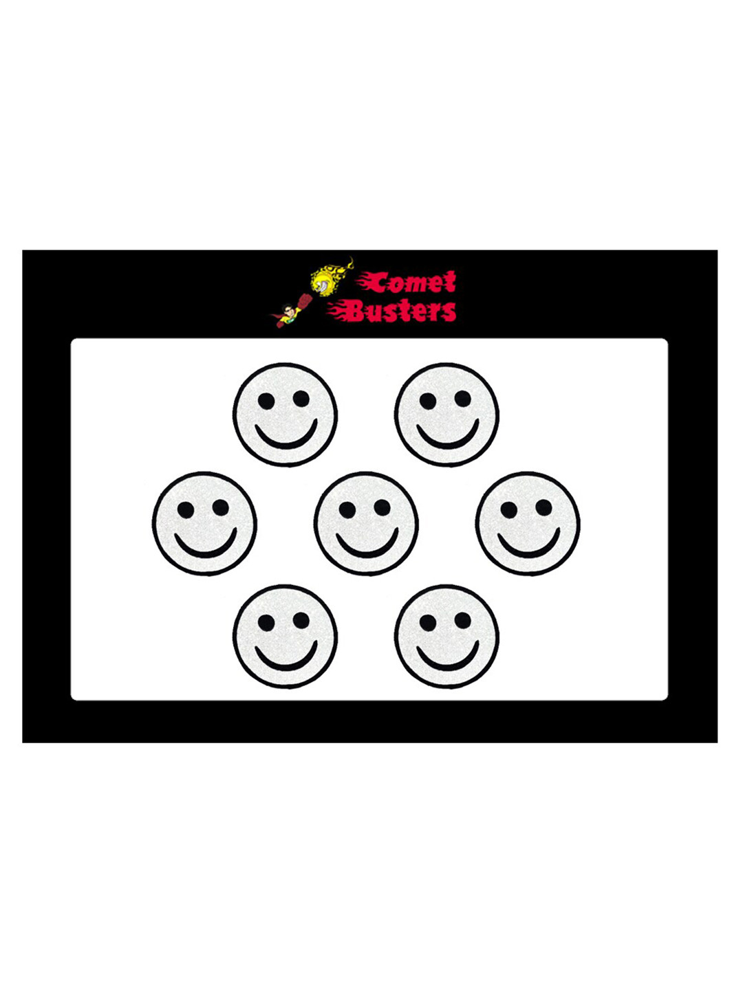 Comet Busters 7 Pcs Reusable Smiley Face Designer Bindis - Black