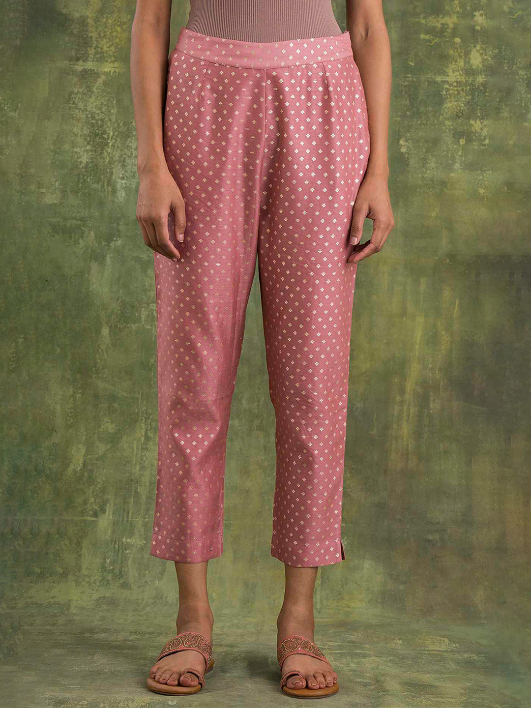 Folk Song  Folksong Collection Women Rose Ethnic Motifs Printed Tapered Fit Trousers