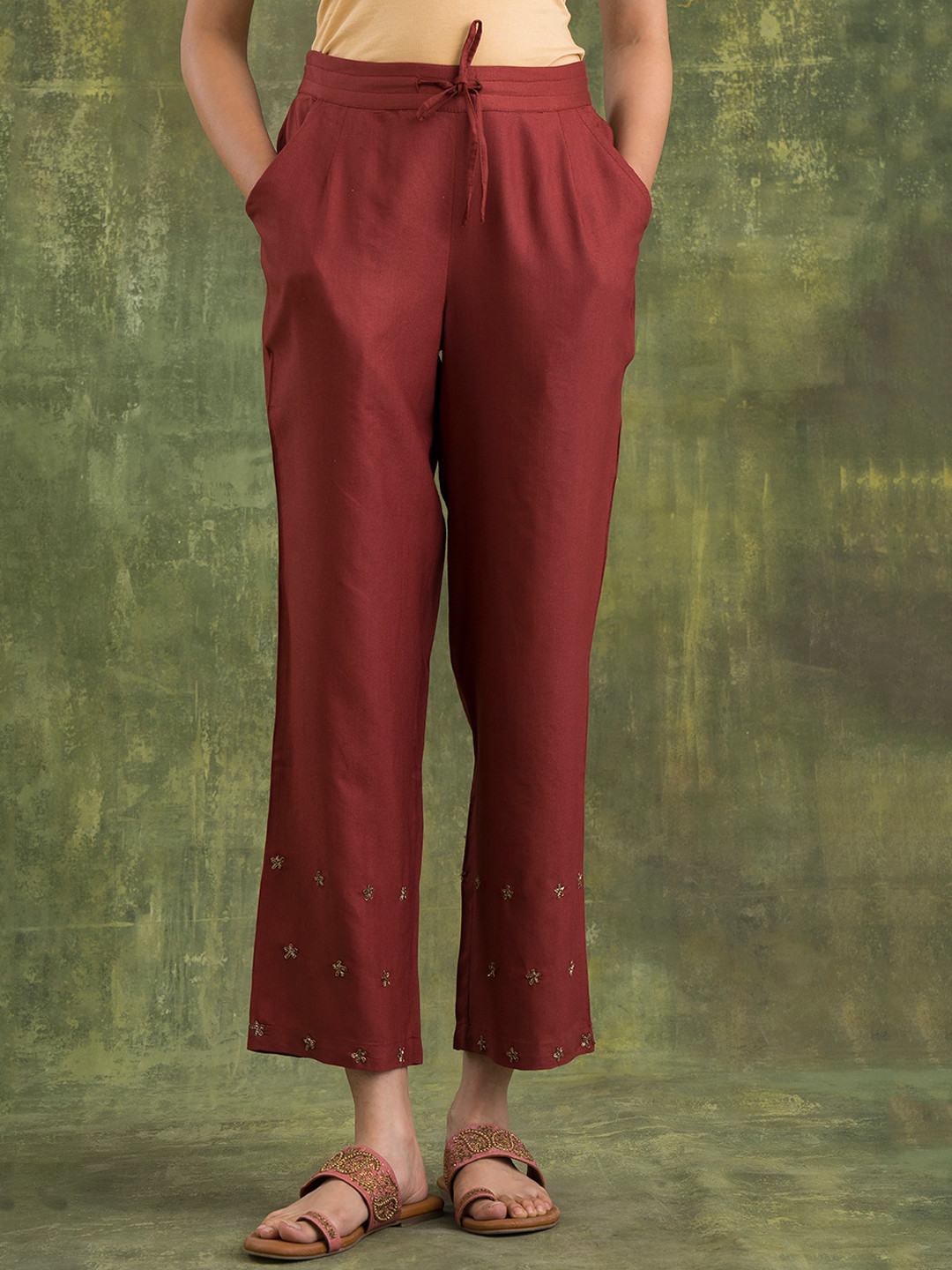 Folk Song  Folksong Collection - Women Cropped Mid-Rise Culottes Trousers