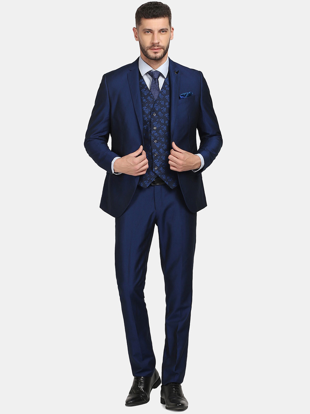 Blackberrys Men Solid Slim-Fit Single Breasted 3-Piece Formal Suits