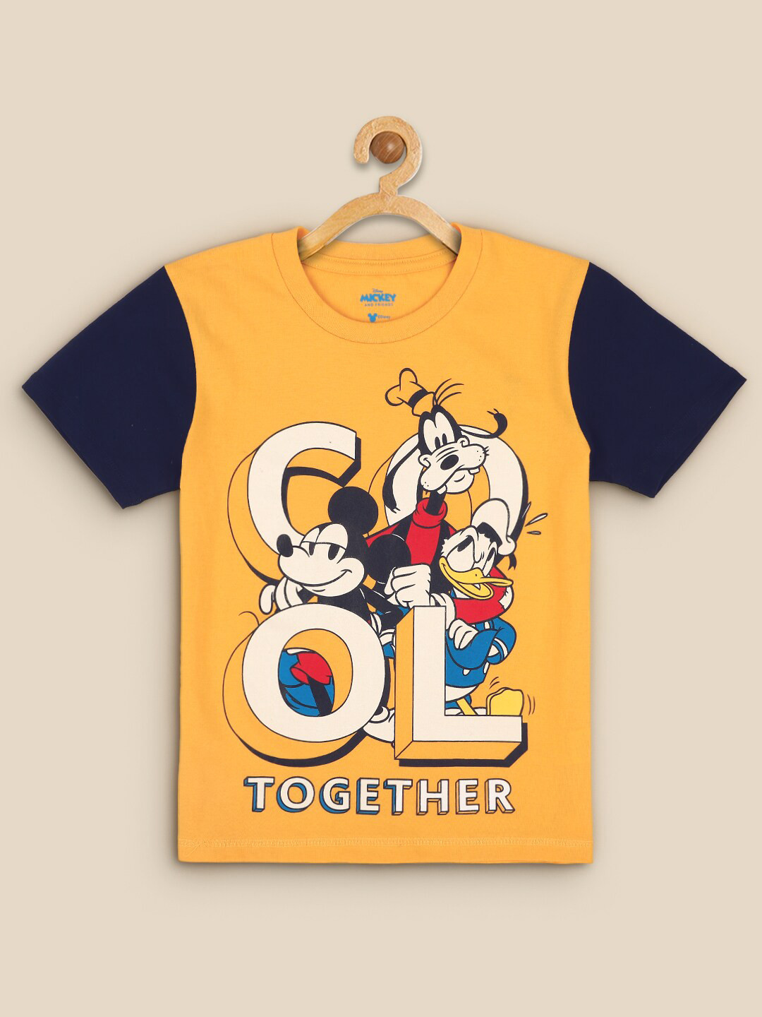 Kids Ville Boys Mickey & Friends Yellow Printed T-shirt