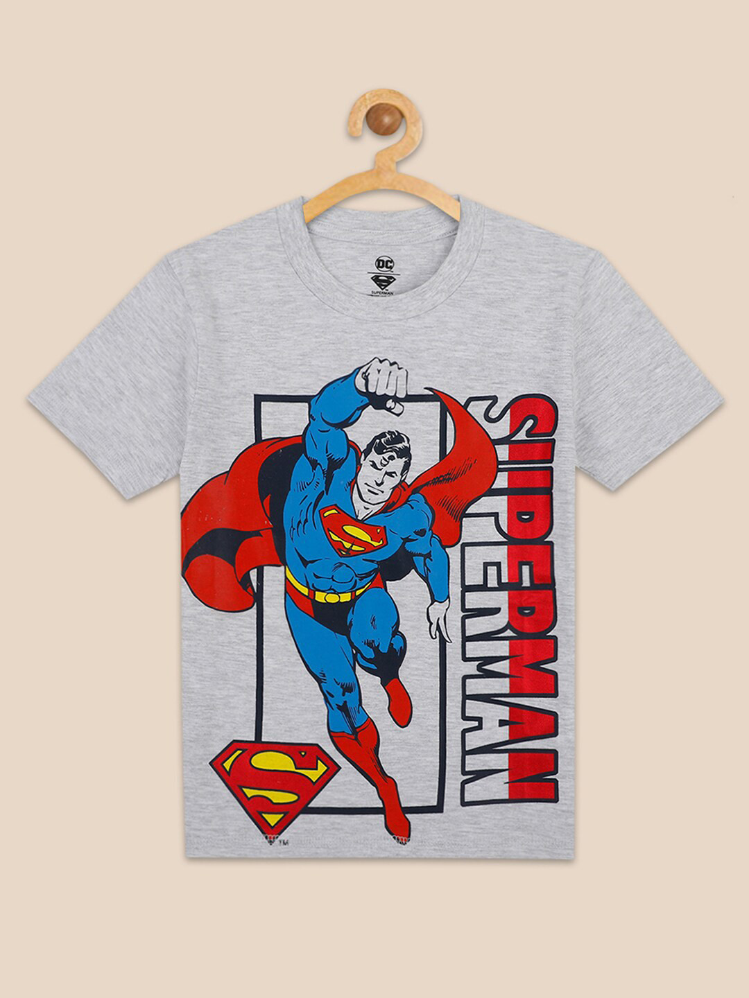 Kids Ville Boys Grey Superman Printed T-shirt