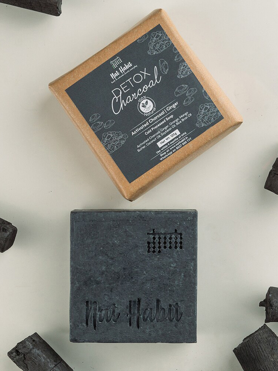 Nat Habit Charcoal Detox Cold Processed Soap-125 g