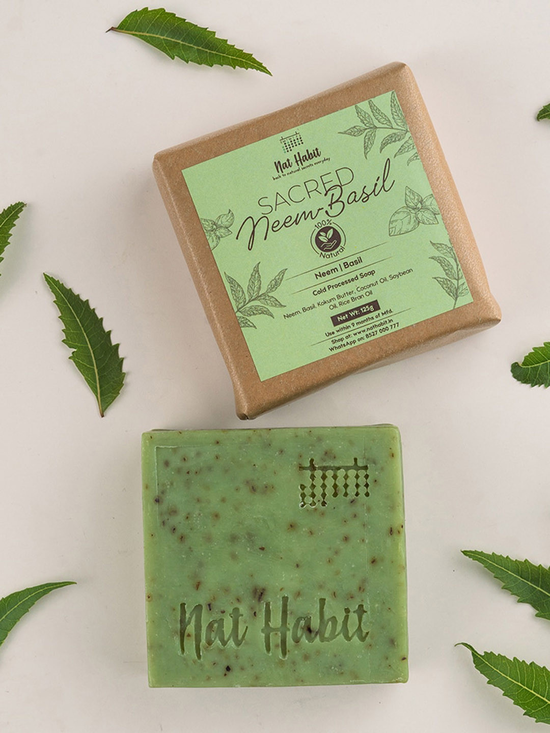 Nat Habit Sacred Neem Basil Cold Processed Soap 125 g