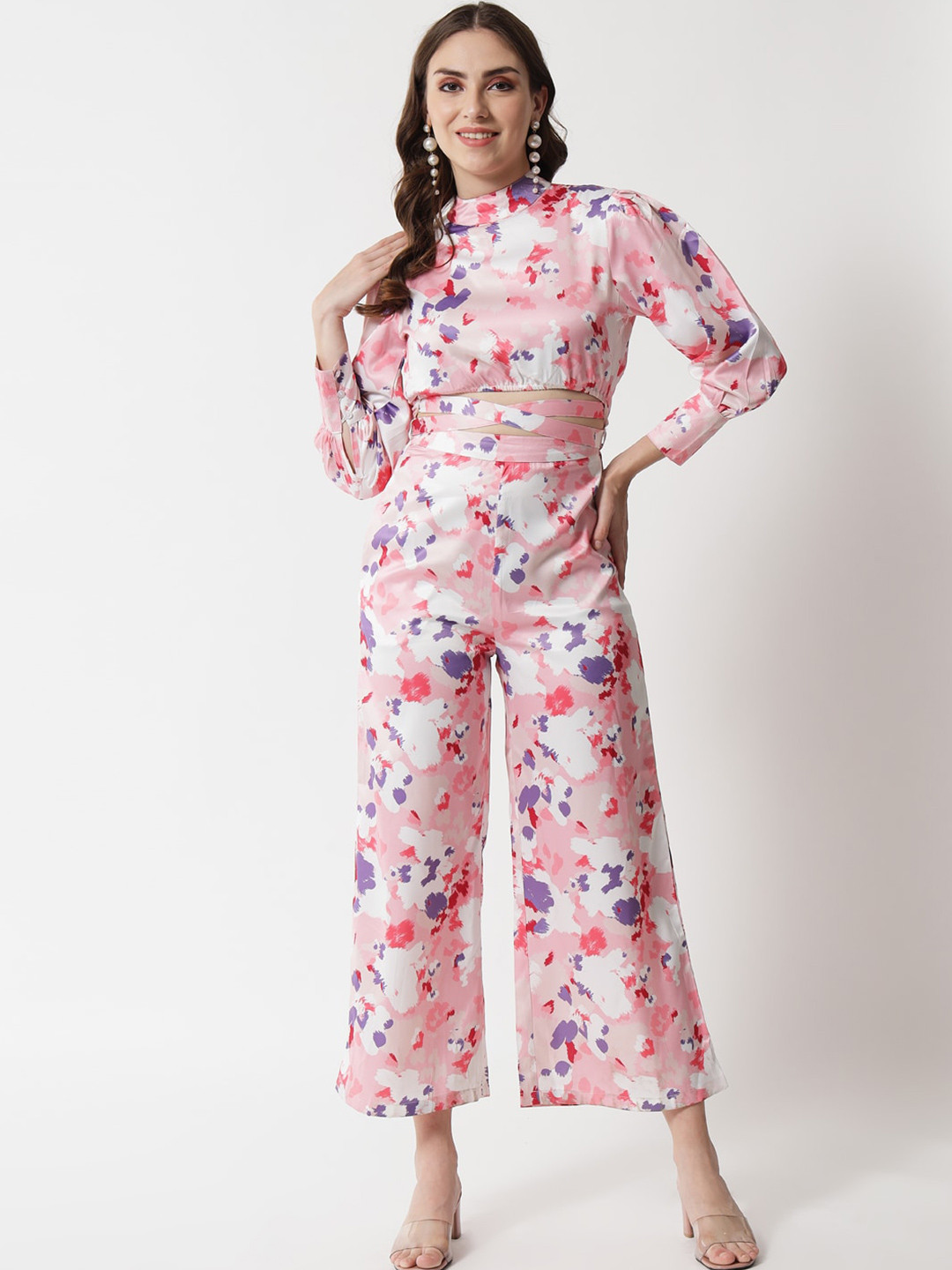 The Dry State Pink & Purple Printed Basic Jumpsuit