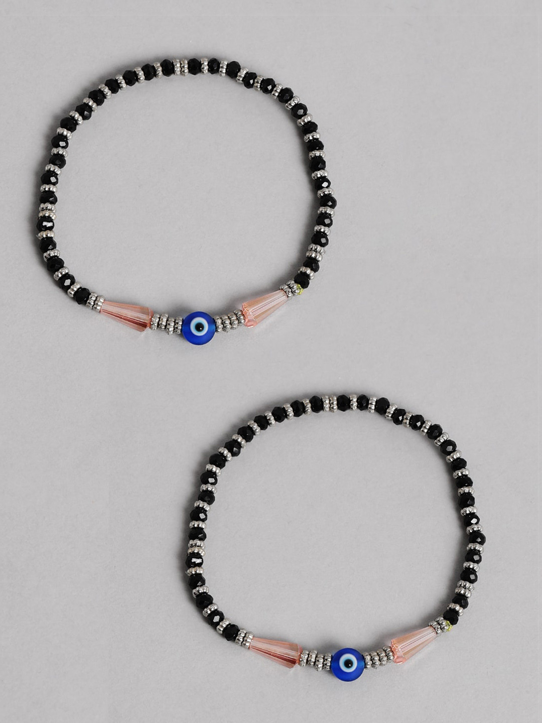 EL REGALO Beaded Silver Plated Evil-Eye  Anklet