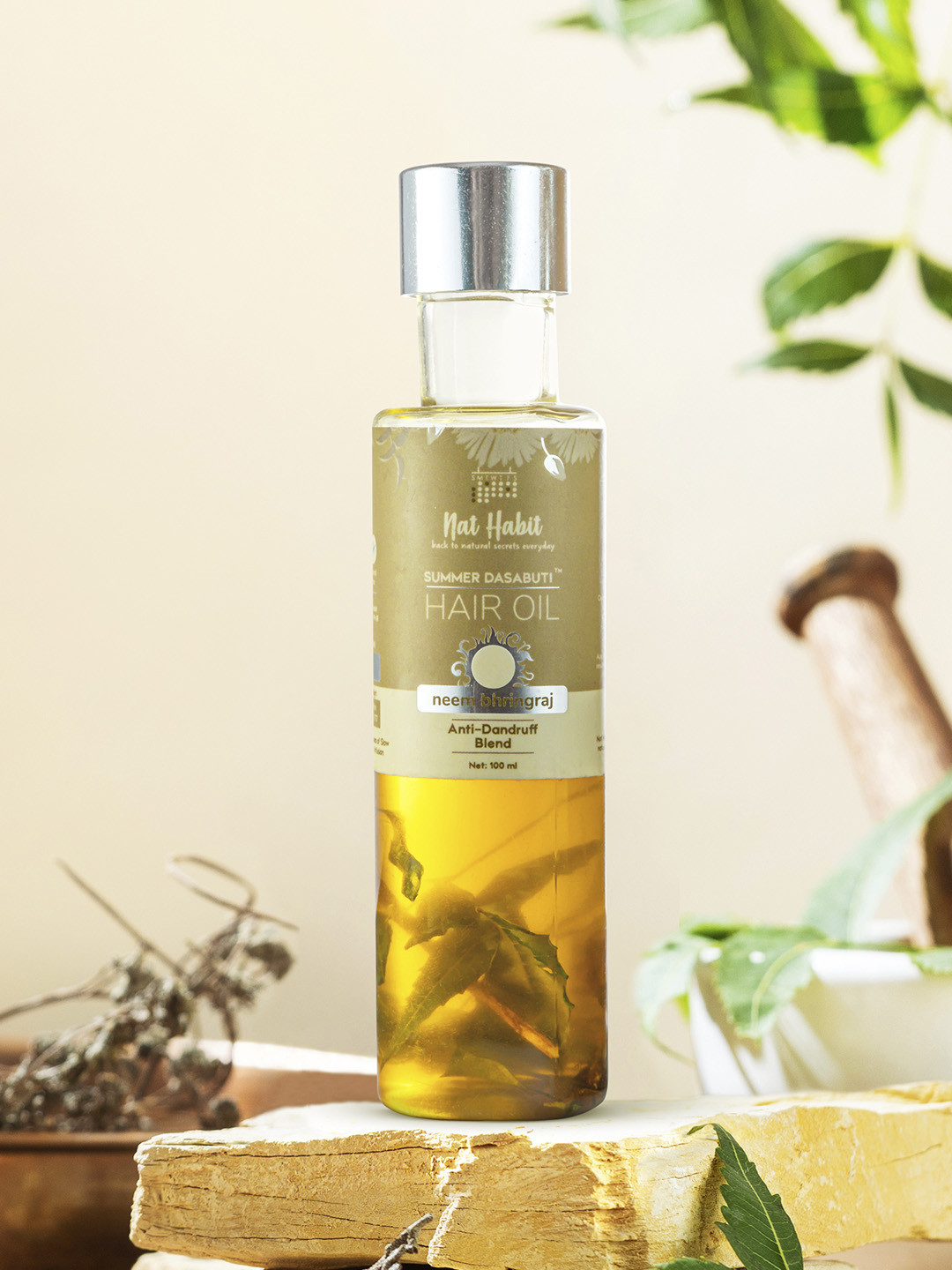 Nat Habit Neem Bhringraj Anti-Dandruff Summer Hair Oil with Tea Tree & Castor - 200ml