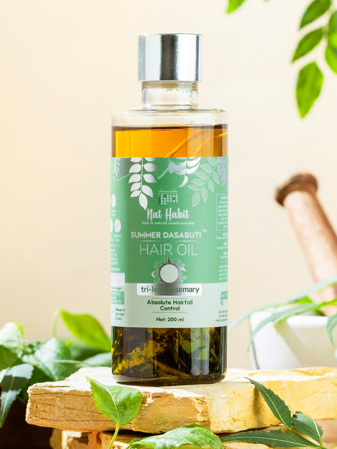 Nat Habit TriLeaf Summer Dasabuti Hair Oil for Hair Fall Control & Growth - 200ml