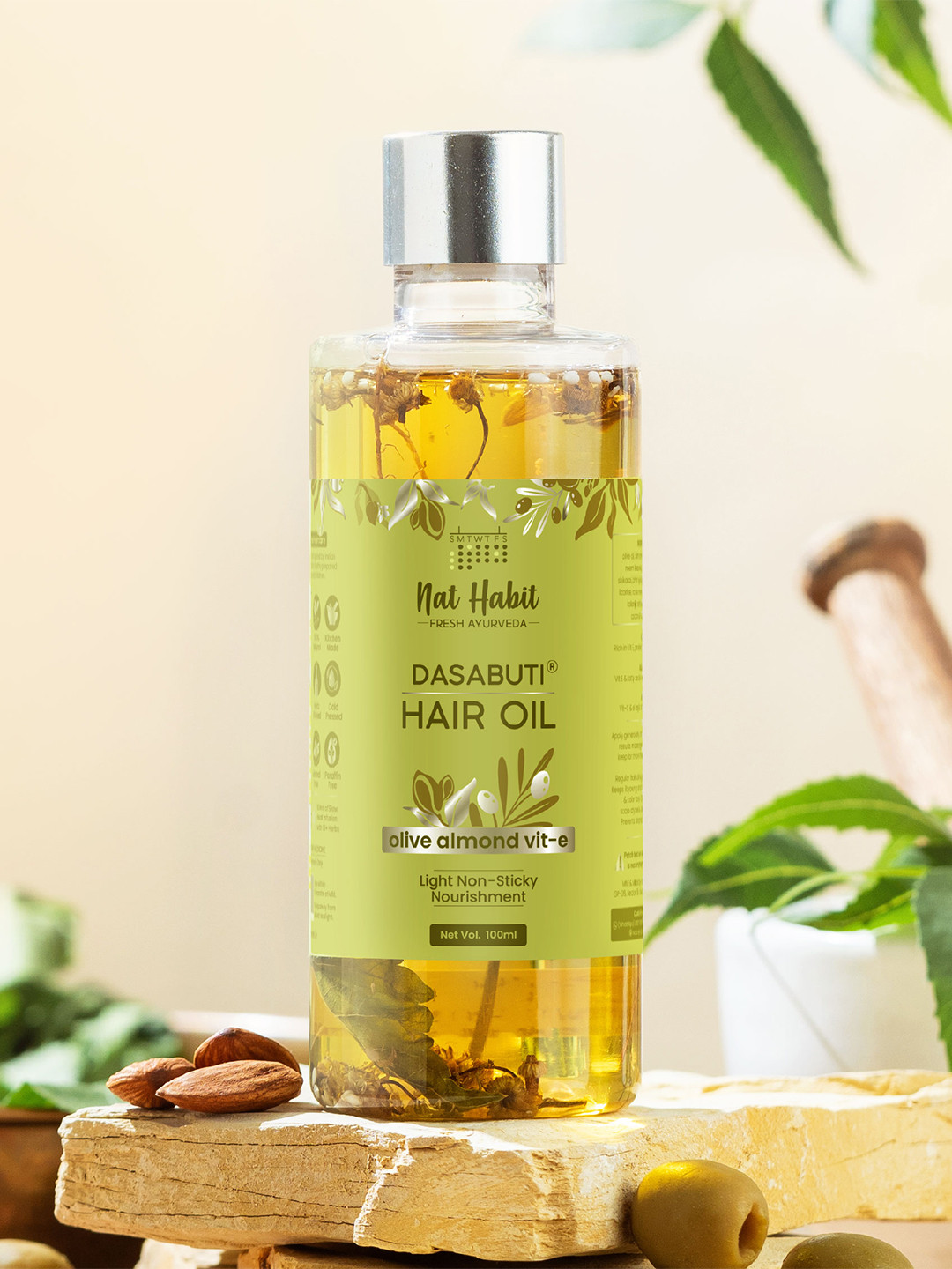 Nat Habit Olive Almond Vit-E Summer Dasabuti Light  Non-Sticky Hair Oil- 100ml