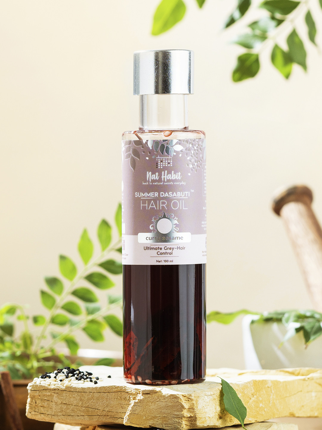 Nat Habit Curry Sesame Summer Dasabuti Grey Hair Control Oil - 100ml