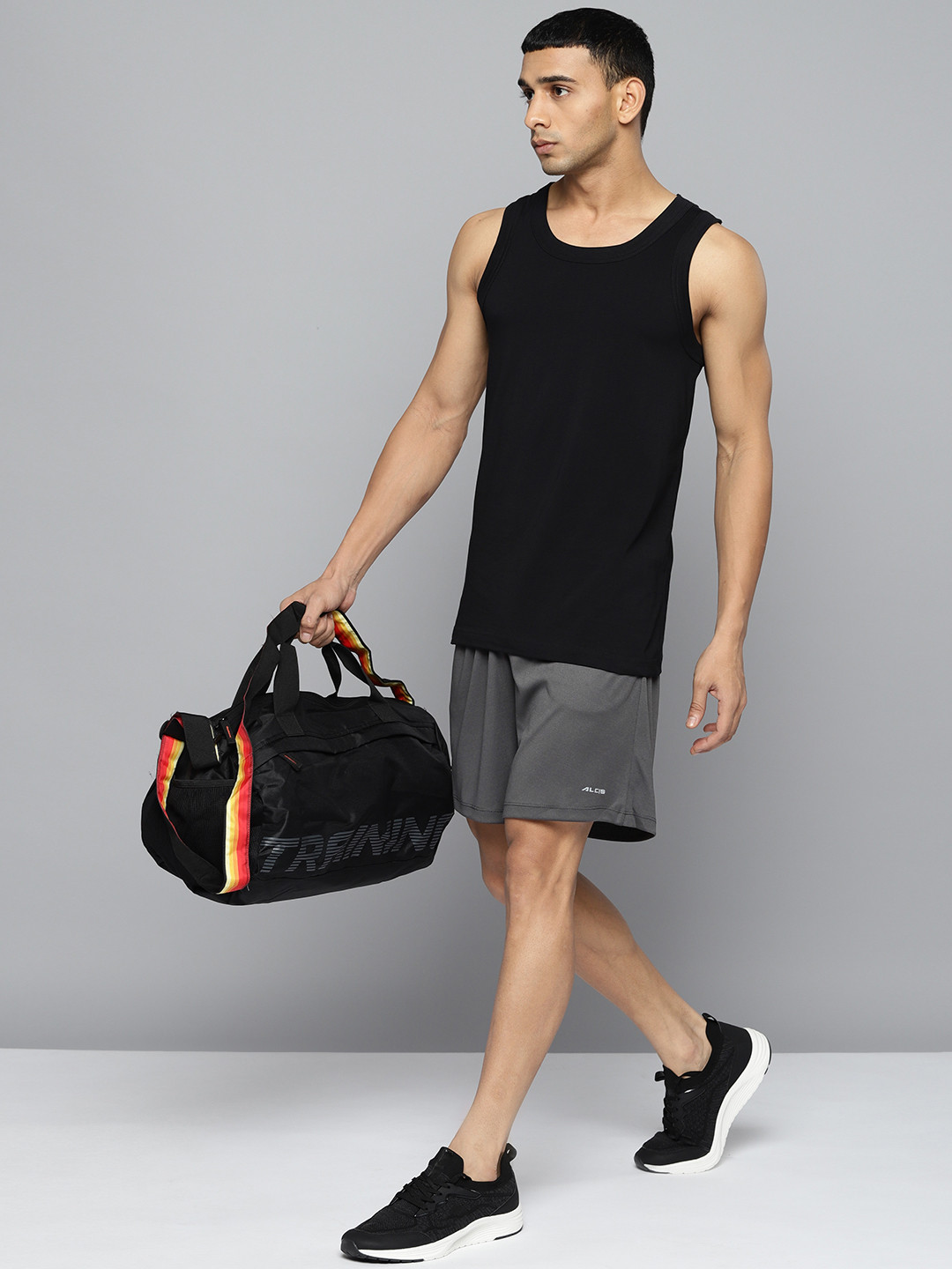 Alcis Men Grey Solid Running Sports Shorts