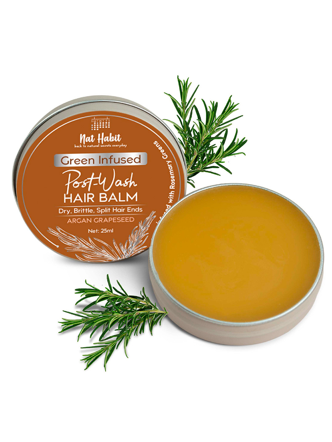 Nat Habit Argan Grapeseed Hair Balm for Split Ends, Smoothening & Conditioning - 25ml