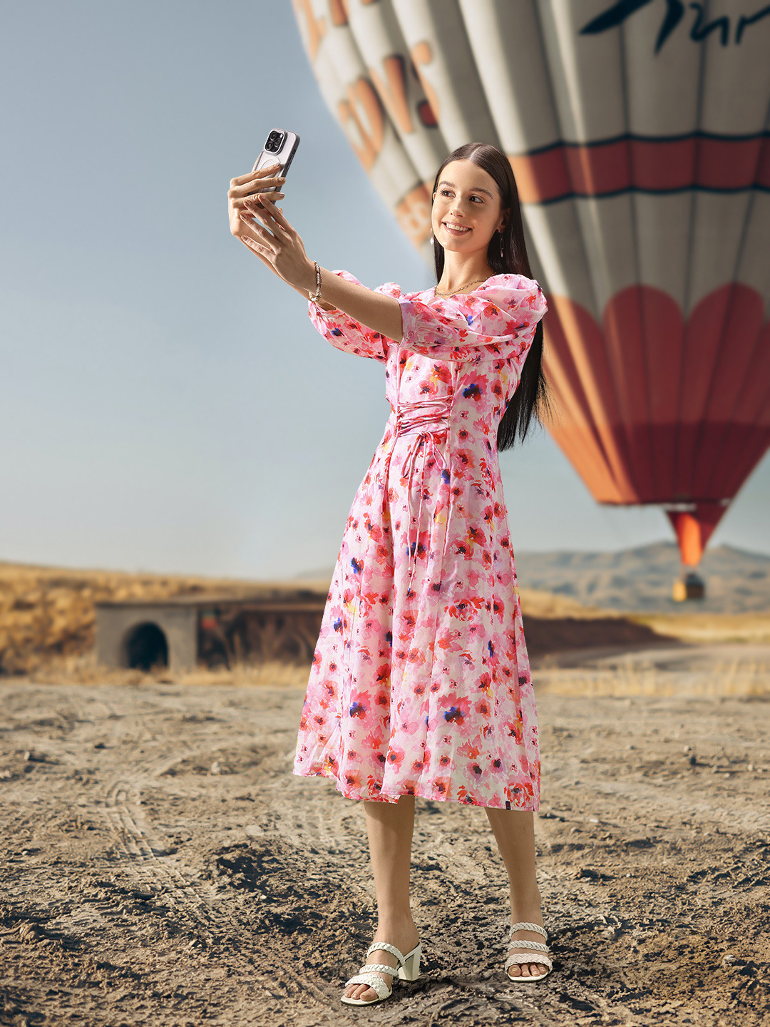 U S Polo Assn Women Floral Fit & Flare Midi Dress