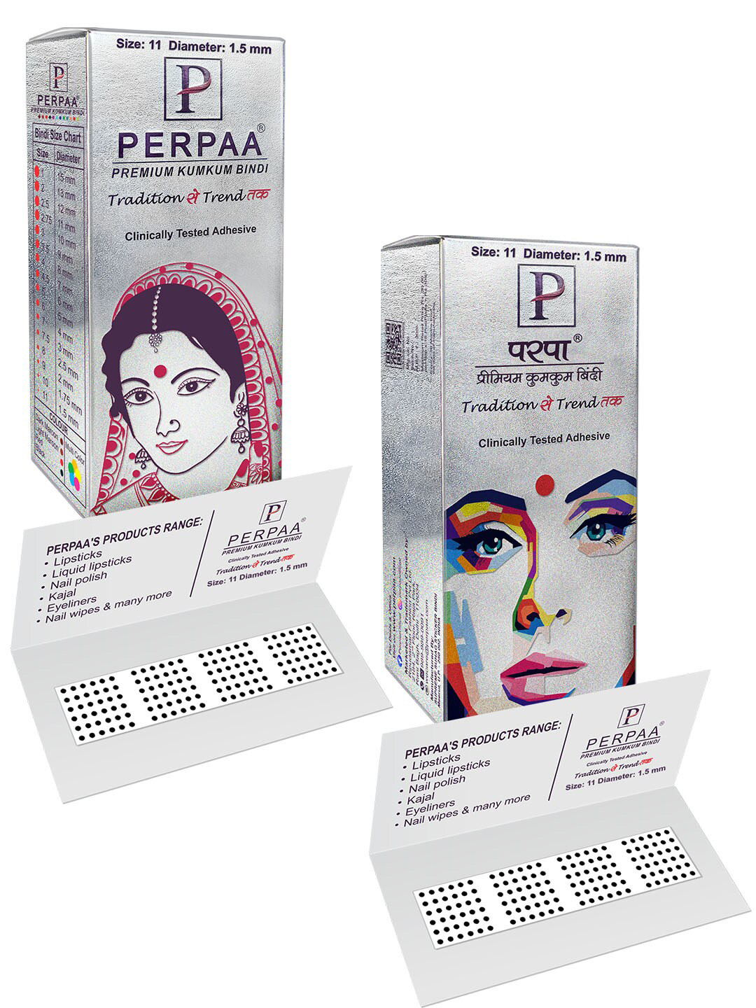 PERPAA Set of 2 Black Velvet Kumkum Bindi Box with 15 Flaps Each - Size 11